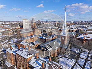 Harvard University in winter, Cambridge, MA, USA