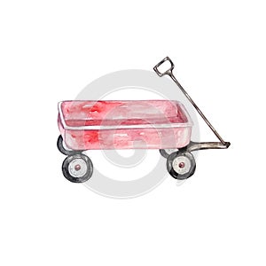 Watercolor pink harves wagon photo