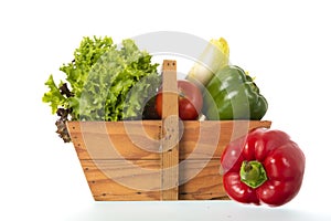 Harvest basket with fresh vegetables