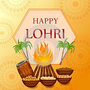 Harvest festival of Punjab, India Happy Lohri holiday background