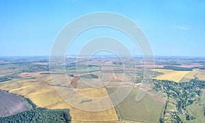 Harvest fields aerial