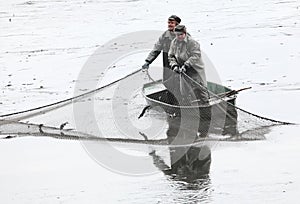 Harvest of fishpond.