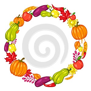 Harvest frame with fruits and vegetables.