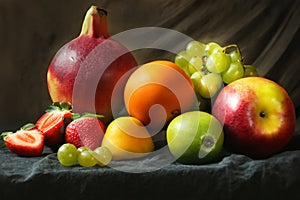 Harvest Harmony: Bountiful Still Life Capturing Nature\'s Abundant Fruit