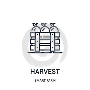 harvest icon vector from smart farm collection. Thin line harvest outline icon vector illustration