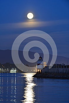 Harvest Moon and brockton point Lighthouse photo