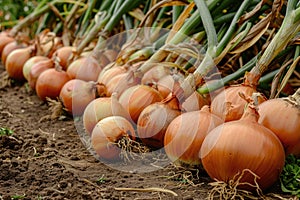 Harvest onions in the garden