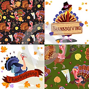 Harvest set, organic foods like fruit and vegetables, happy thanksgiving dinner background, vector illustration