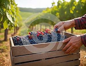 Harvest Time in Vineyard