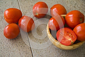 Harvest of tomatoes