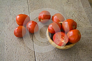Harvest of tomatoes