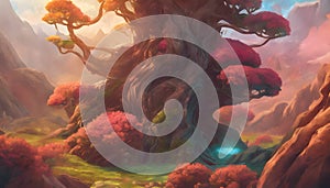 Harvest Tranquility: Golden Fields and Farmhouse, Generative AI photo
