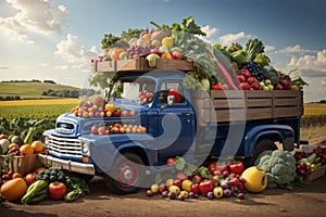 Úroda různý typy z zelenina a na klasický nákladní auto 