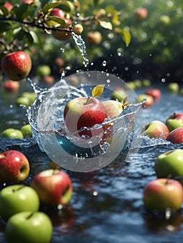 Raccolto mele declino Acqua un creare bellissimo spruzzatura 