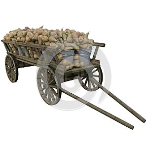 Harvest pears in a wooden cart photo