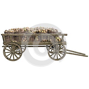 Harvest pears in a wooden cart photo