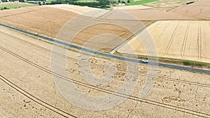 Harvested wheat fields during a very dry summer season