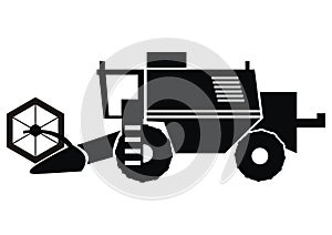 Harvester combine, black vector icon, silhouette, eps.