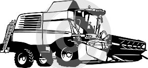 Harvester, Combine - Farm Tractor, farming vehicle - farm silhouette
