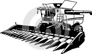 Harvester, Combine - Farm Tractor, farming vehicle - farm silhouette photo