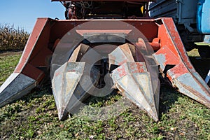 Harvester for corn in the field before harvest