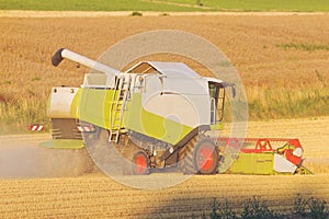 Harvester on a field