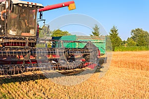 Harvester in the field of barley