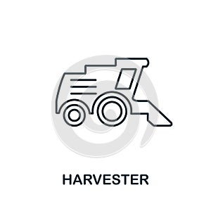 Harvester icon. Thin line style element from farm icons collection. Outline Harvester icon for computer and mobile