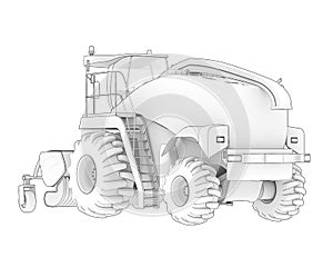 Harvester isolated on background. 3d rendering - illustration