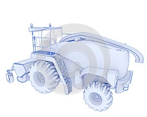 Harvester isolated on background. 3d rendering - illustration