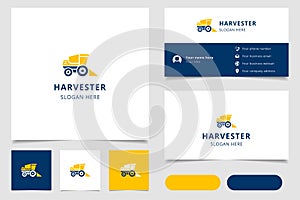 Harvester logo design with editable slogan. Branding book and business card template.