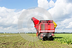 Harvester at work