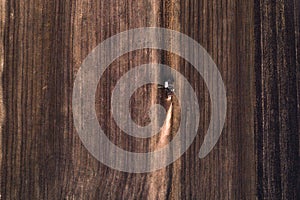 Harvester working in field and mows wheat. Ukraine. Aerial view.