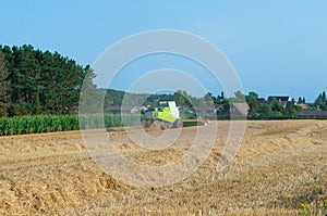 Harvesting on a field in Denmark