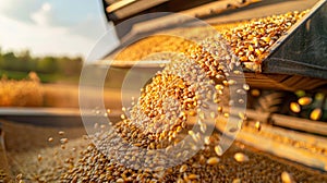 Harvesting Grain with Modern Machinery. Generative ai photo