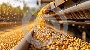 Harvesting Grain with Modern Machinery. Generative ai photo