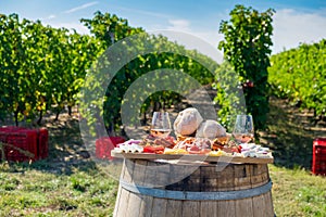 Harvesting season traditional Romanian food plate with cheese, b photo