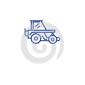 Harvesting tractor line icon concept. Harvesting tractor flat  vector symbol, sign, outline illustration.