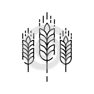 Harvesting vector logos with wheat grains. Agriculture and global farming Line Icons. Grain, wheat and barley