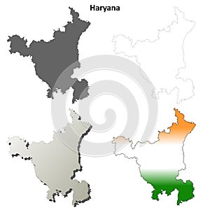 Haryana blank detailed outline map set photo