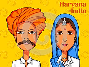 Haryanvi Couple in traditional costume of Haryana, India