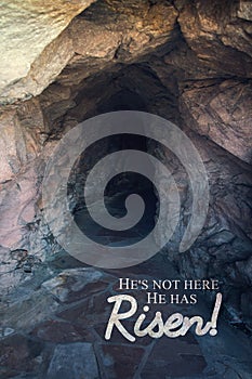 He has risen photo for easter with bible passage