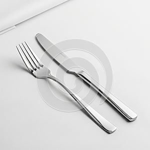 Has a smooth blade and contoured handle while the fork features four
