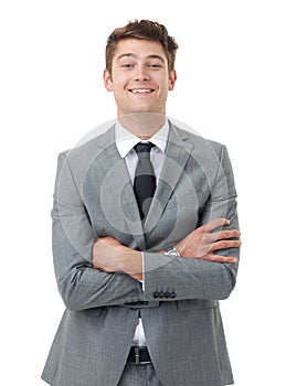 He has youth and confidence on his side - Business. A handsome young businessman isolated on white.