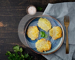 Hashbrown, hash brown potatoes fried pancakes, traditional american cuisine