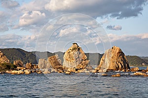 Hashigui-iwa Bridge Pillar Rocks at the Kushimoto. Wakayama prefecture. Honshu. Japan