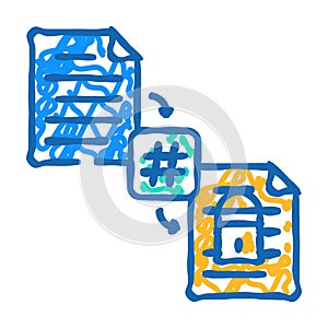 hashing algorithm icon doodle illustration