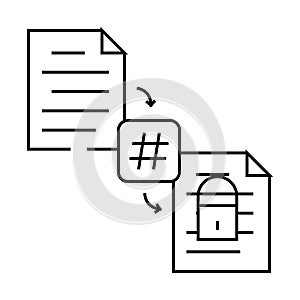 hashing algorithm line icon vector illustration
