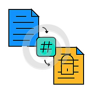 hashing algorithm icon color illustration