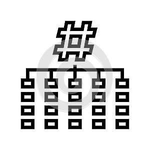 hashing algorithm line icon vector illustration